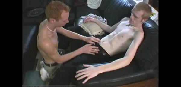  Gay twinks Louie and Parker thrust their uncut boners into each
